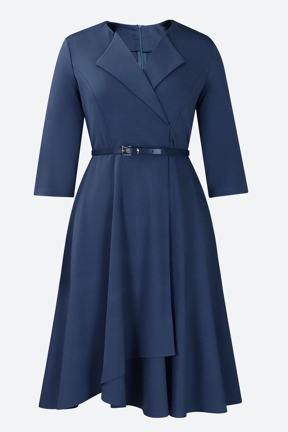 Three-Quarter Sleeve Ruched Waist Dress Lavish Daily