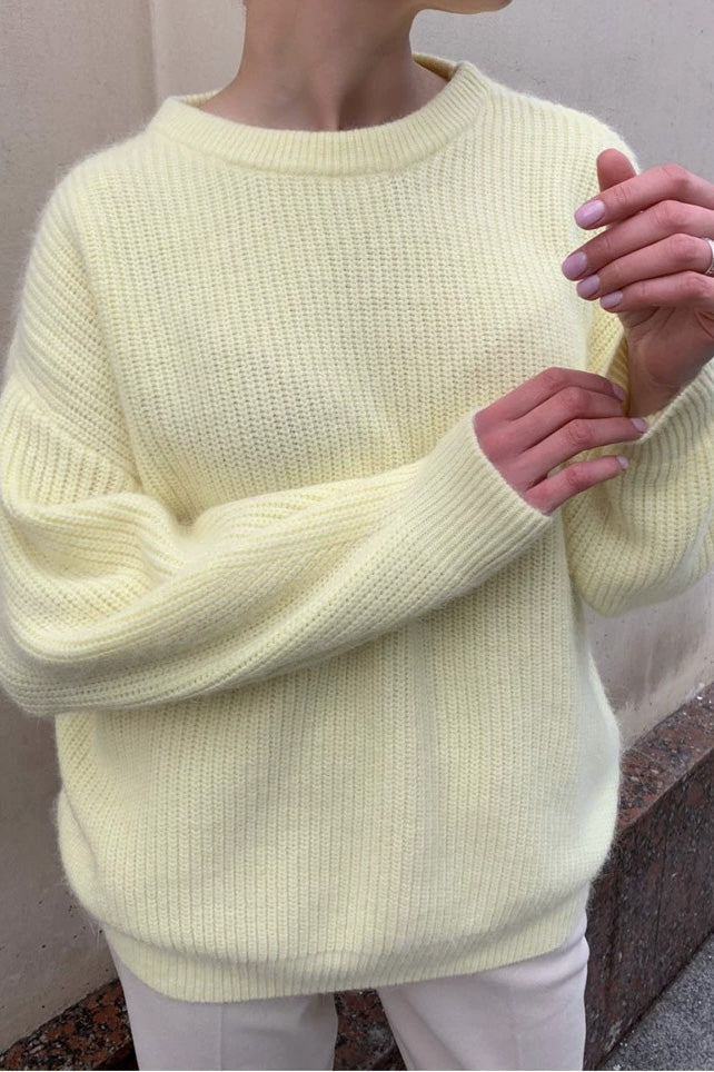 Oversized Striped Knitted Crew Neck Jumper Lavish Daily