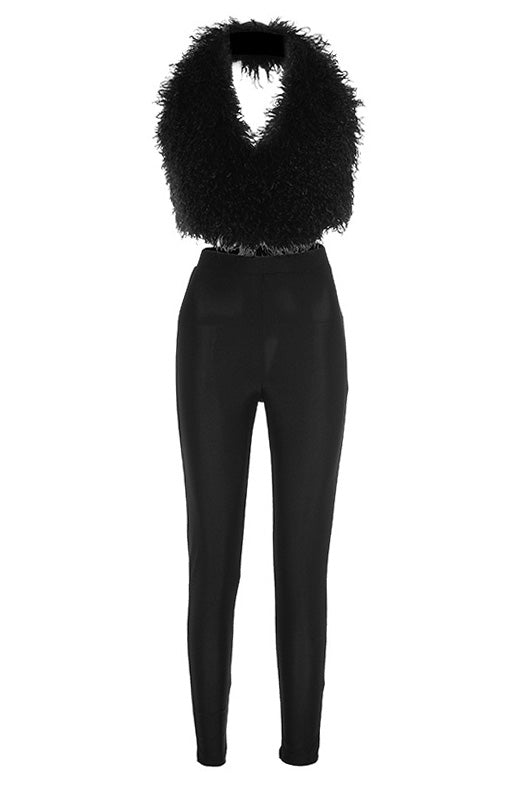 Fur Halter Vest & Leggings Set Lavish Daily