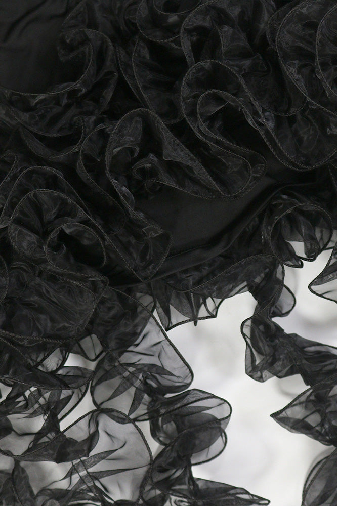 High Neck Cut Out Front Frilly Mini Dress Lavish Daily