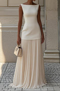 Solid Sleeveless Top & Pleated Skirt Set Lavish Daily