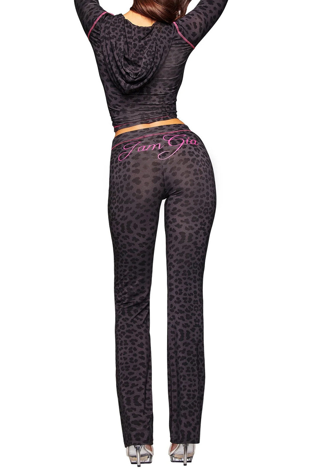 Leopard Print Zip Crop & Flare Set Lavish Daily