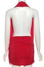 Deep V Halter Backless Bodycon Mini Dress LavishDaily