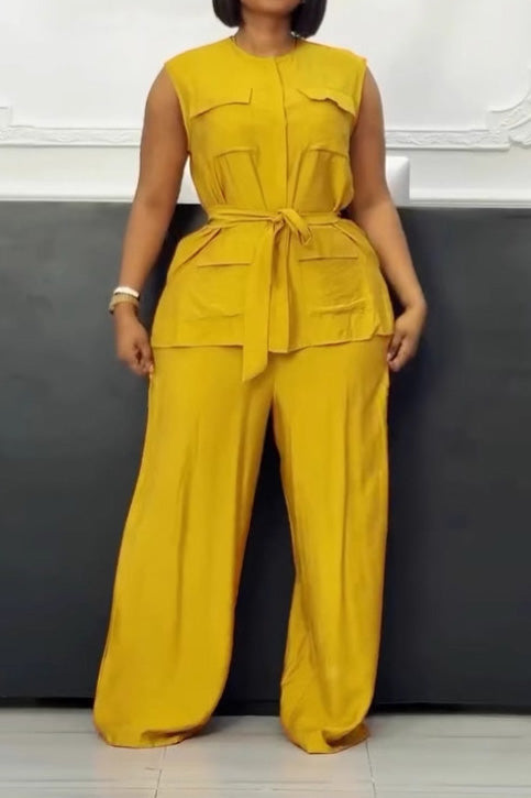 Sleeveless Tie Vest & Wide Leg Pants 2-Piece Set Lavish Daily