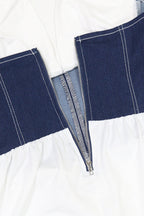 Slim Fit Denim Patchwork Deep V Slit Dress Lavish Daily