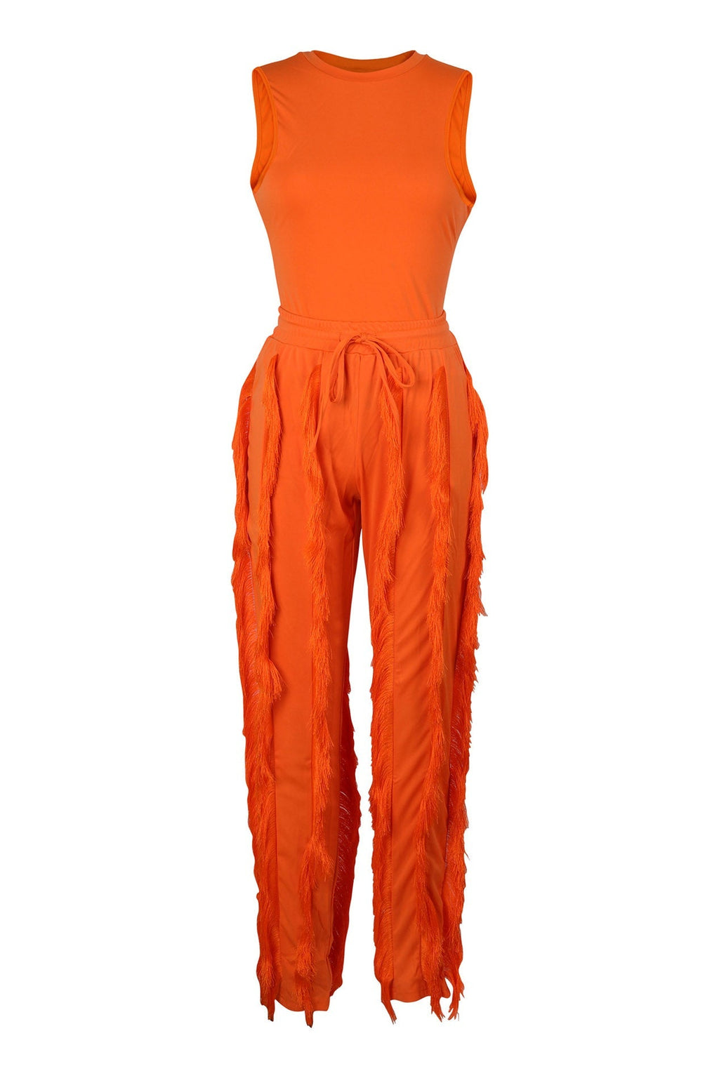 Fringe Pants Sleeveless Casual Two Piece Set Lavish Daily
