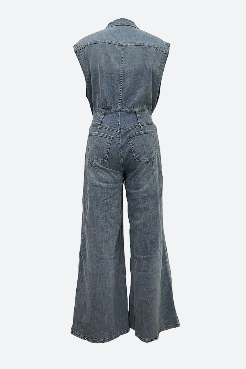 Wide Leg Denim Jumpsuits Lavish Daily