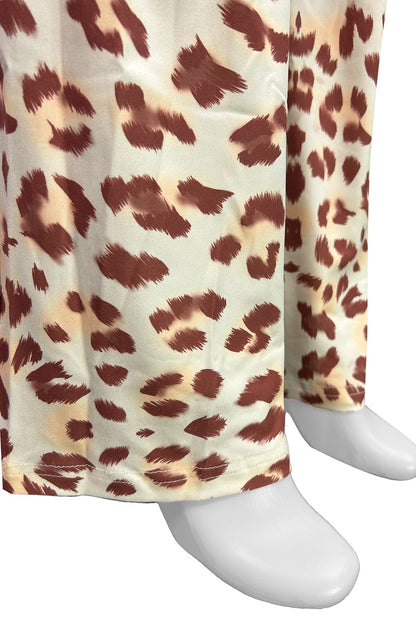 Leopard Print Zipper Jacket And Flared Pants Lavish Daily