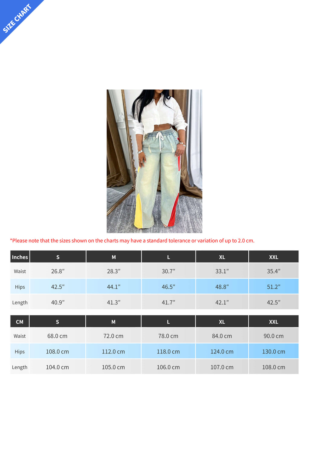 Colorblock Gradient Straight-Leg Denim Pants Lavish Daily