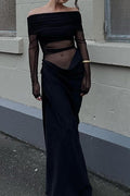 Off-Shoulder Mesh Cutout Bodycon Dress Lavish Daily
