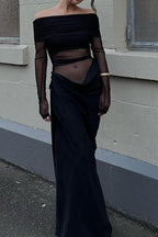 Off-Shoulder Mesh Cutout Bodycon Dress Lavish Daily