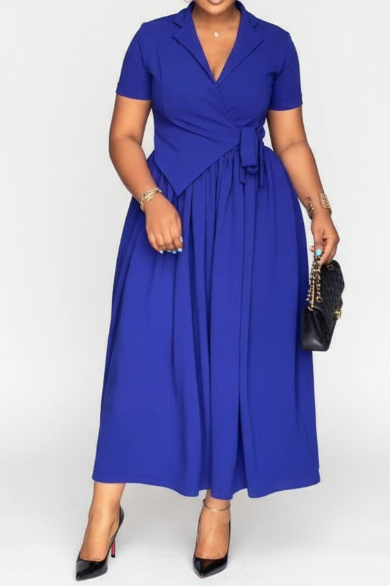 Tie Waist Lapel Loose Shirt Dress Lavish Daily