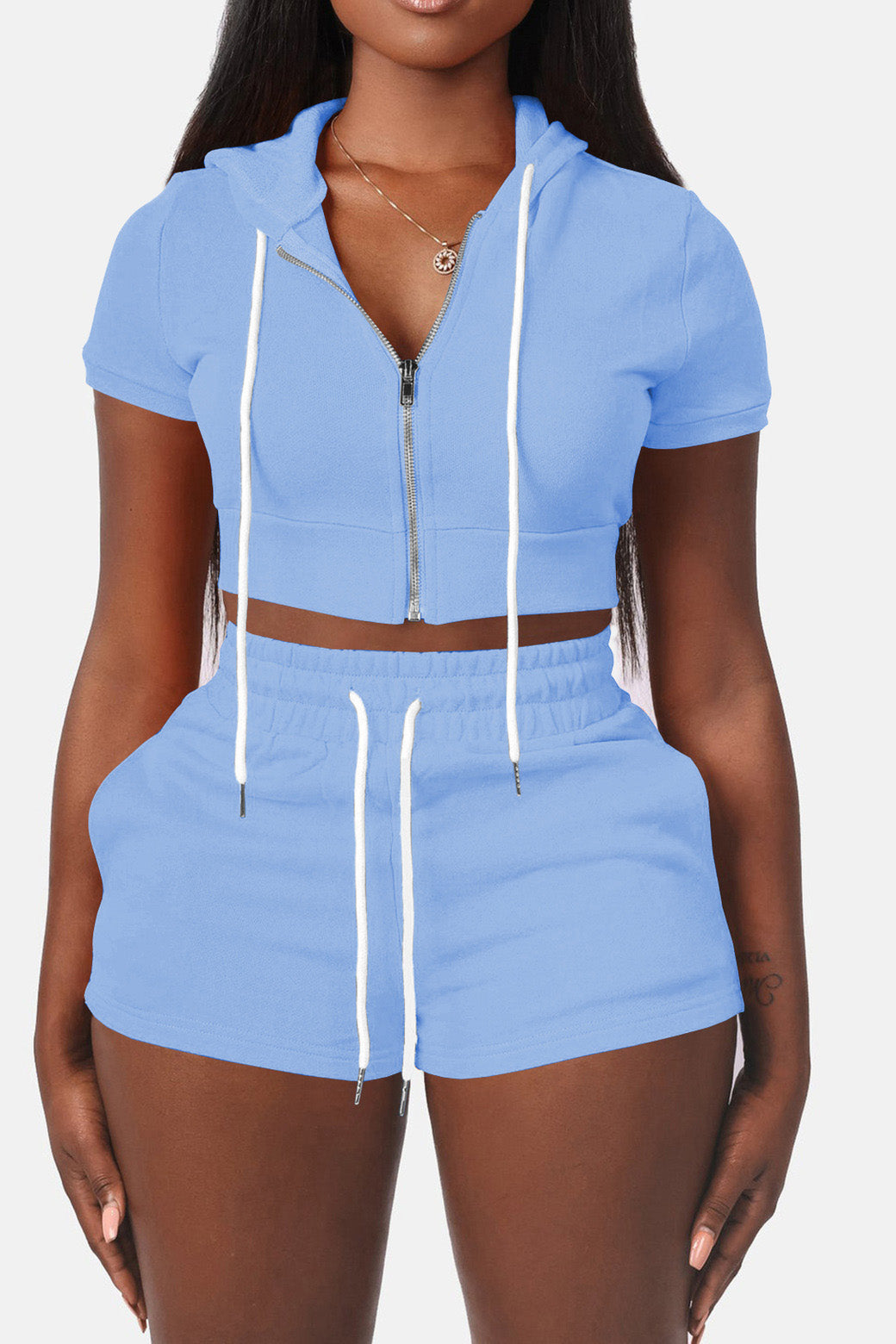 Crop Top Hoodie Short Set Lavish Daily