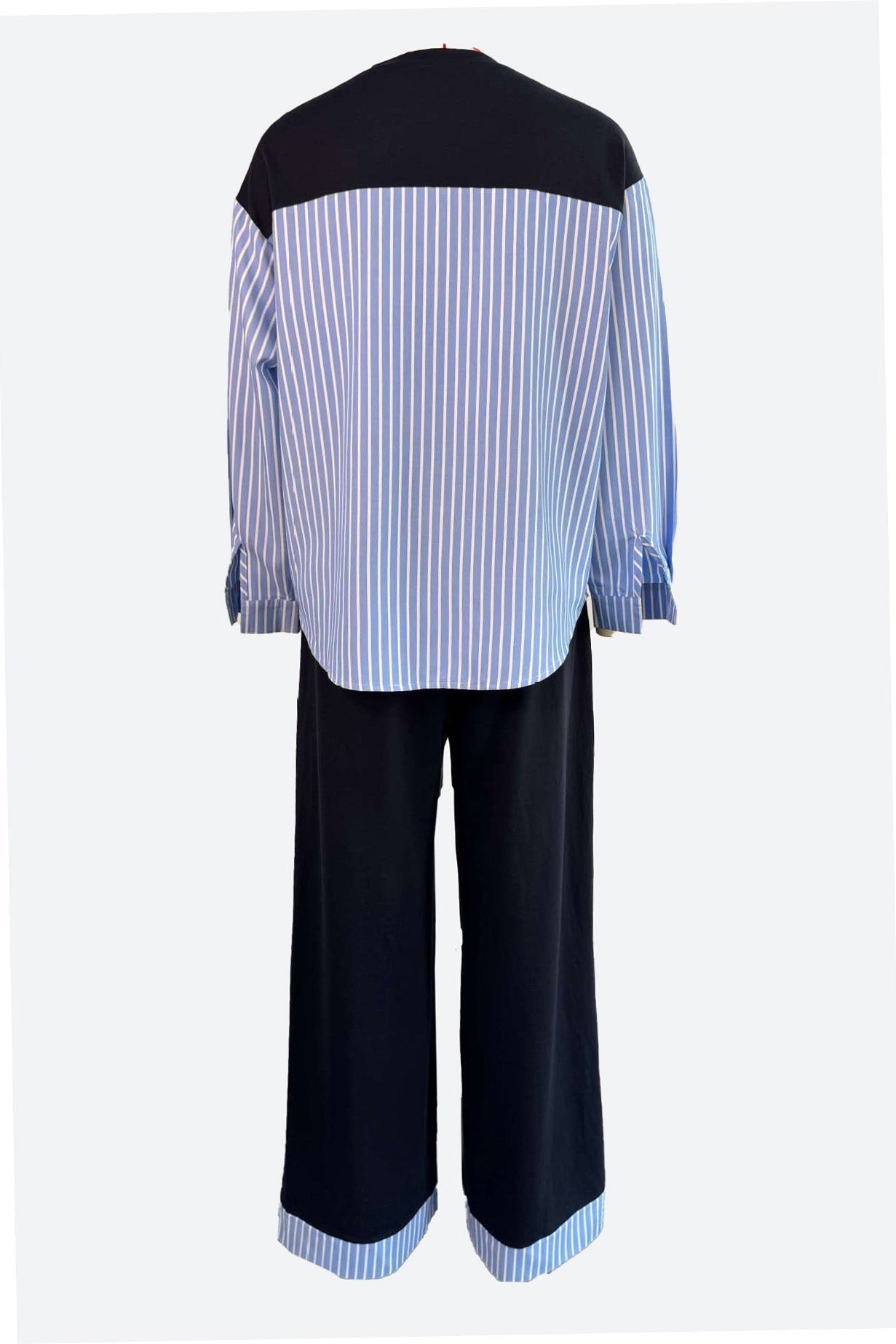 Striped Patchwork Top and High Waist Pants Set Lavish Daily