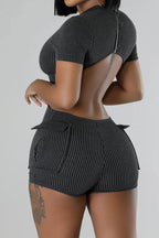 Ribbed Biker Romper Lavish Daily