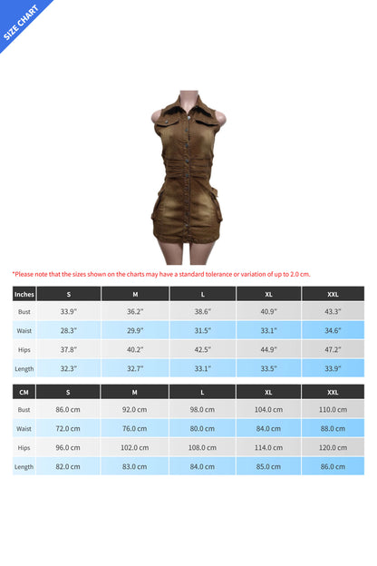 Sleeveless Cargo Denim Mini Dress Lavish Daily