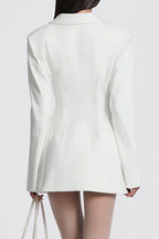 Plunge Neck Cinched Waist Blazer Dress Lavish Daily
