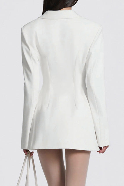 Plunge Neck Cinched Waist Blazer Dress Lavish Daily