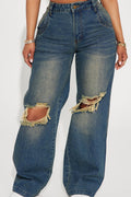 Vintage Washed Distressed Baggy Jeans Lavish Daily