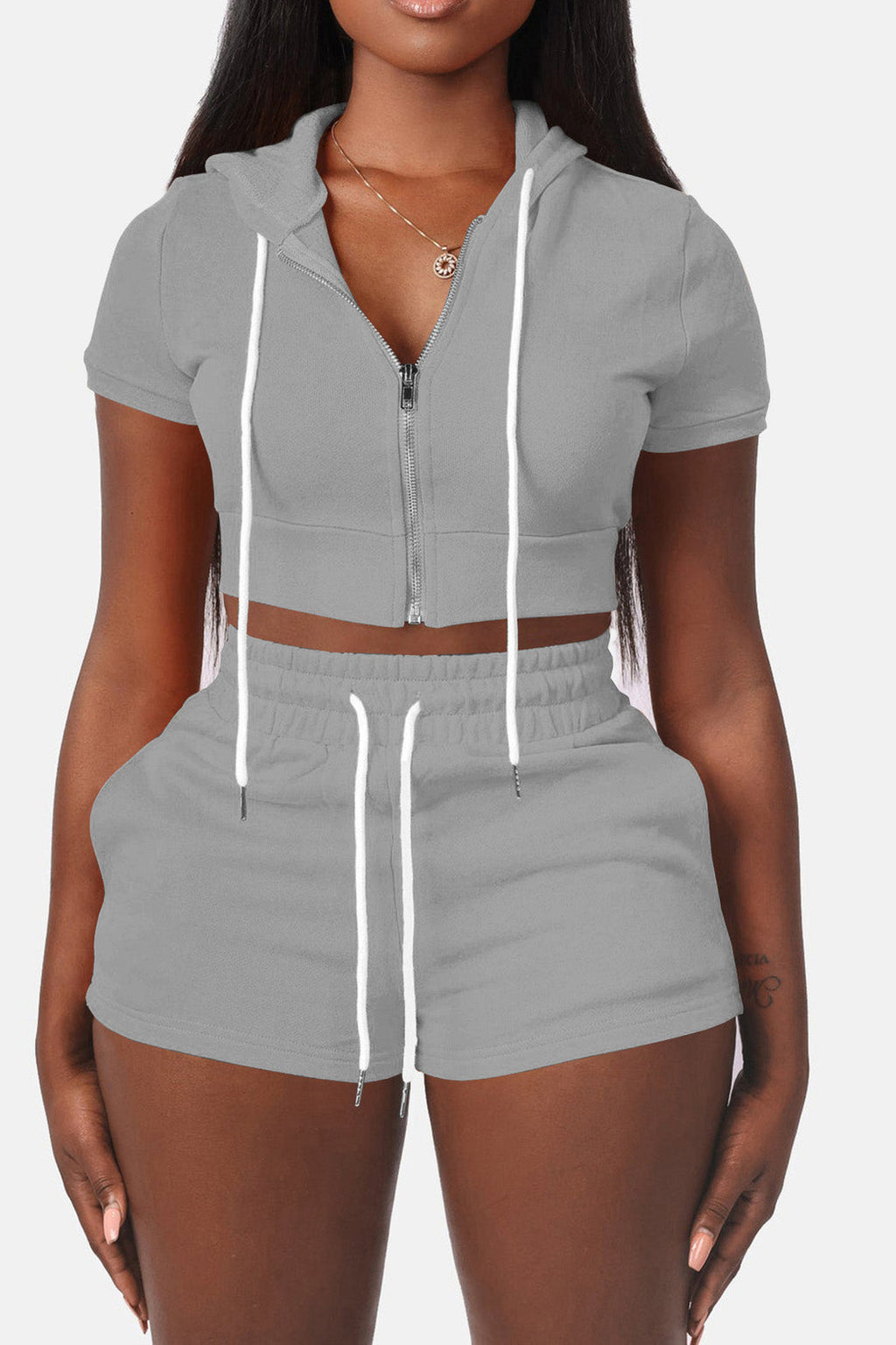 Crop Top Hoodie Short Set Lavish Daily