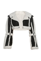Faux Shearling Color Block Crop Jacket LavishDaily