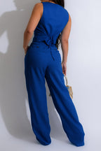 Linen Sleeveless Suit Set for Work Office Lavish Daily