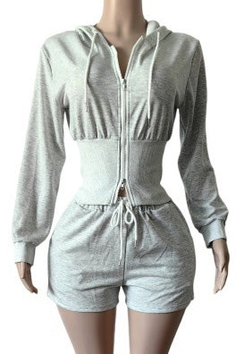 Cropped Zip Hoodie and Shorts Set Lavish Daily
