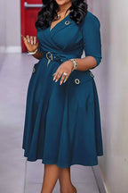 Blazer Collar High Waist Midi Dress Lavish Daily