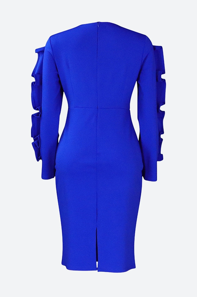 Ruffle Hem Solid Color Bodycon Dress Lavish Daily