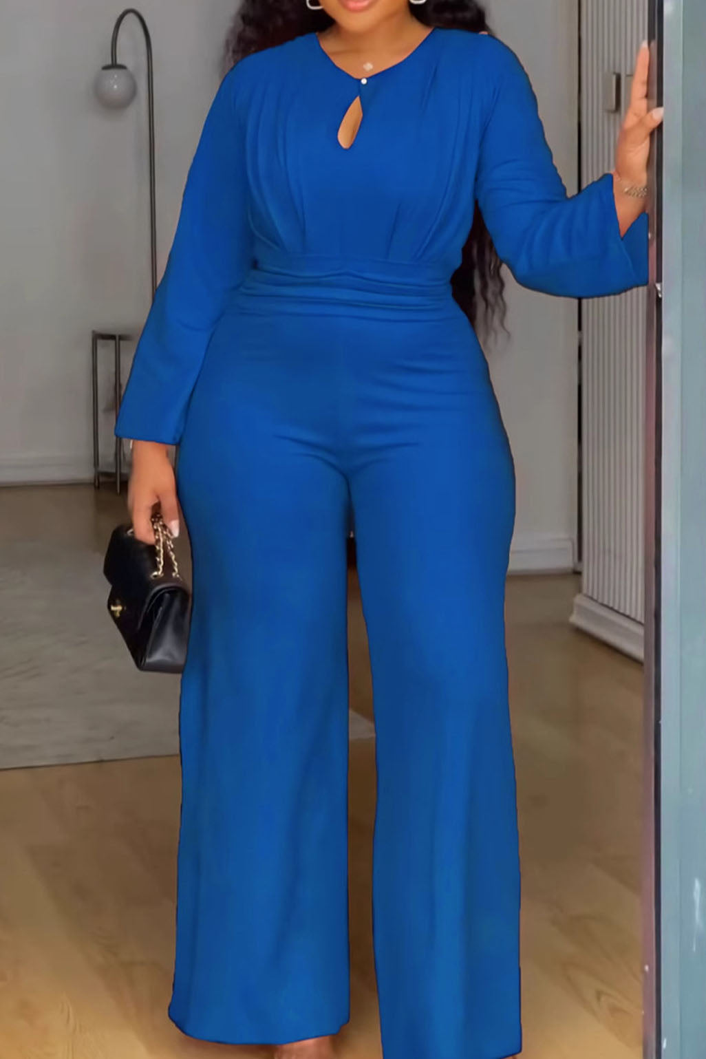 Elegant Solid Color Hollow Out O Neck Jumpsuits Lavish Daily