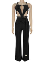 Solid Backless Lace-Up Jumpsuit LavishDaily