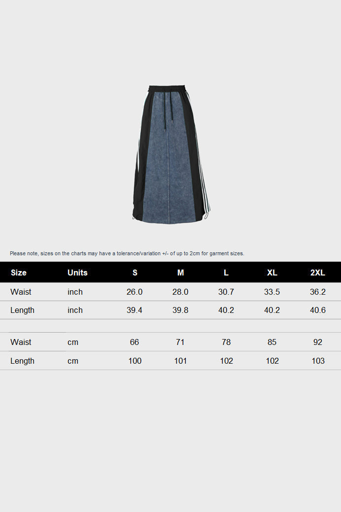 Wide Denim Skirts with Wide Contrast Side Lines Lavish Daily