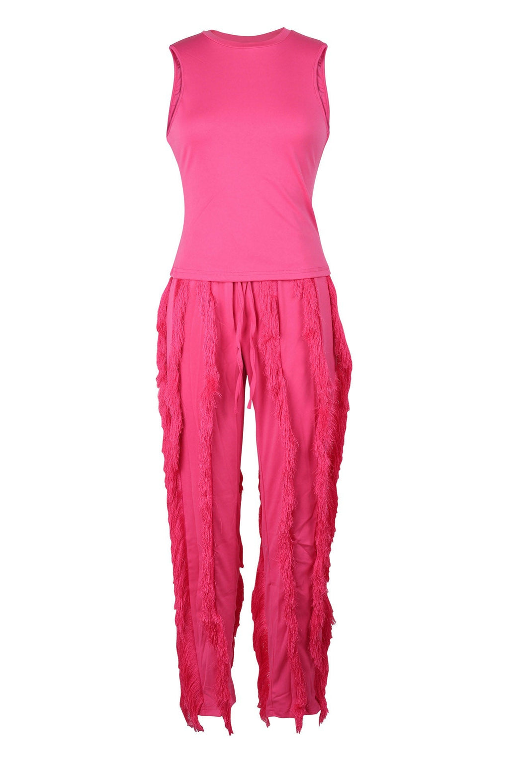 Fringe Pants Sleeveless Casual Two Piece Set Lavish Daily