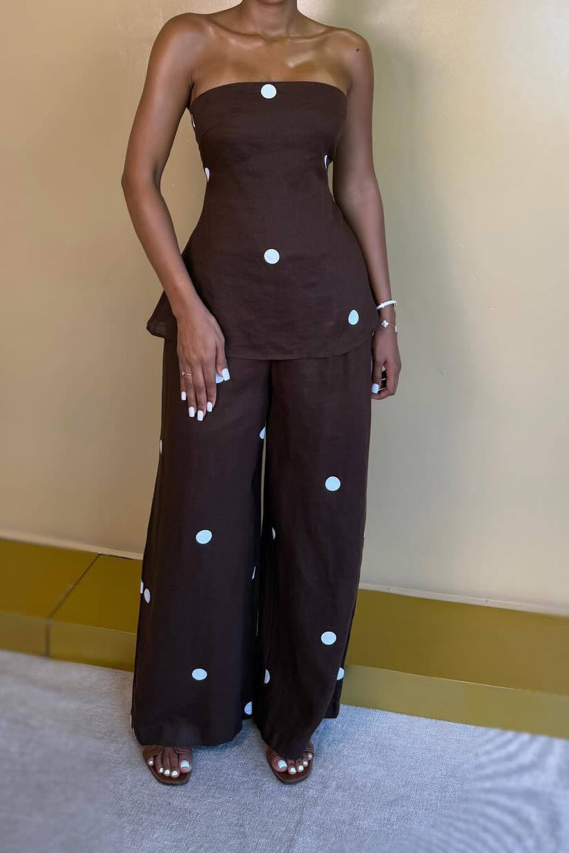 Polka Dot Peplum Pant Set Lavish Daily