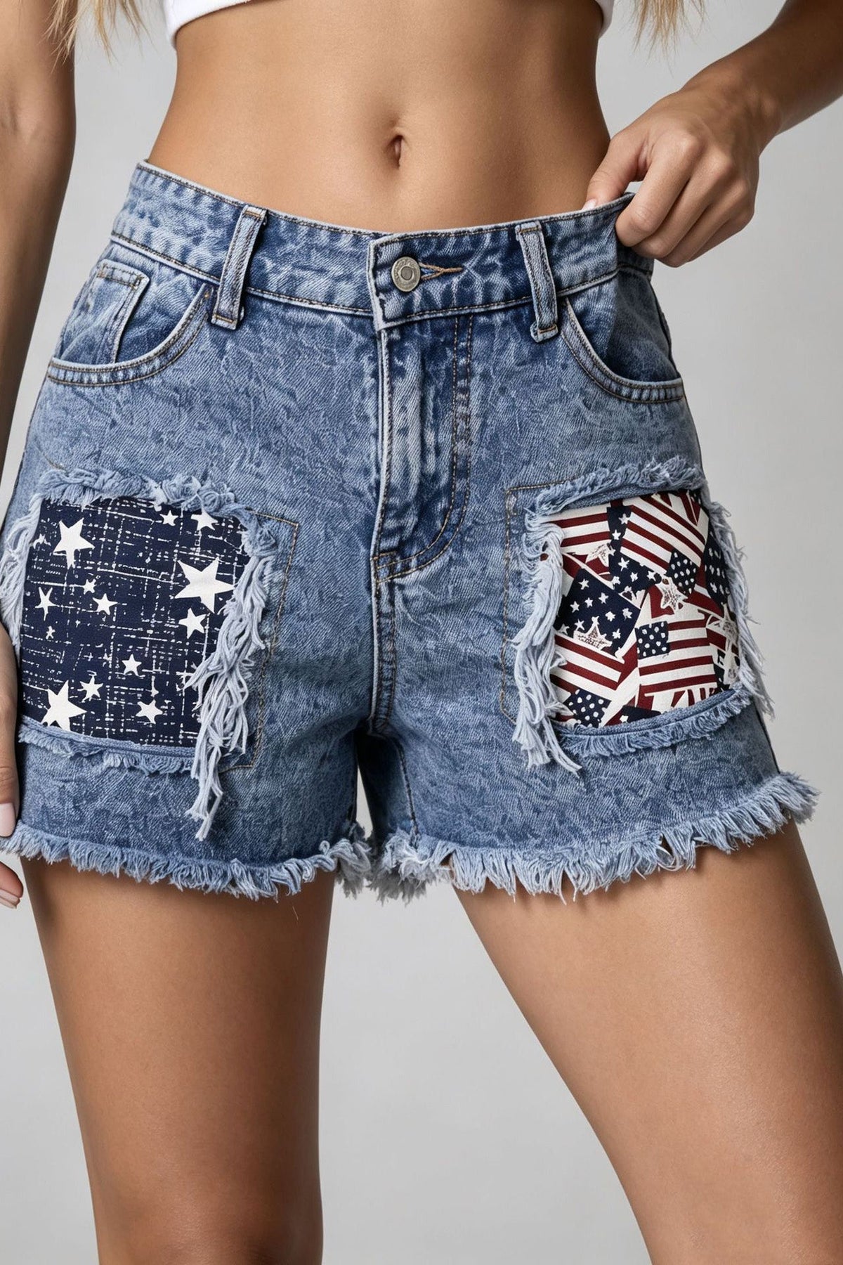 American Flag Distressed Denim Shorts Lavish Daily