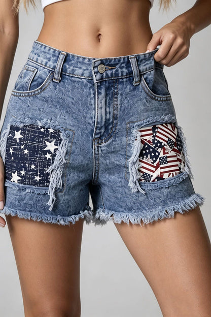 American Flag Distressed Denim Shorts Lavish Daily