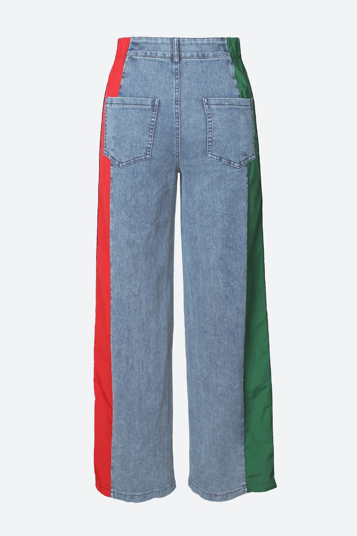 Wide Jeans with Wide Contrast Side Lines-Light Blue Lavish Daily