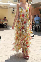 Ruffle Sheer Maxi Dress Lavish Daily