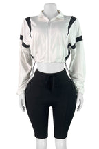 Long Sleeve Zipper Stretch High-waisted Short Set Lavish Daily