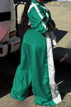 Color-Block Windbreaker & Wide-Leg Set Lavish Daily