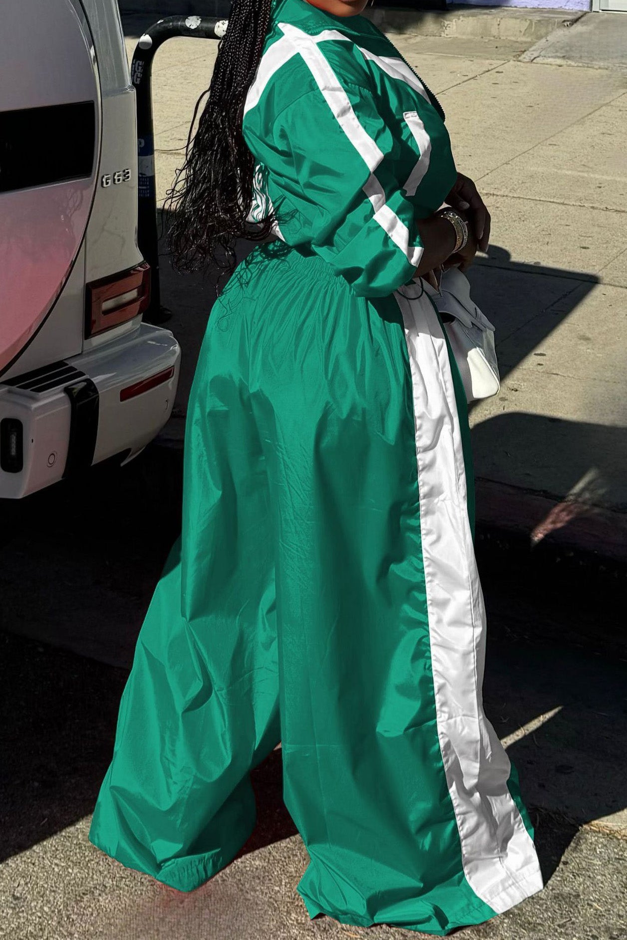 Color-Block Windbreaker & Wide-Leg Set Lavish Daily