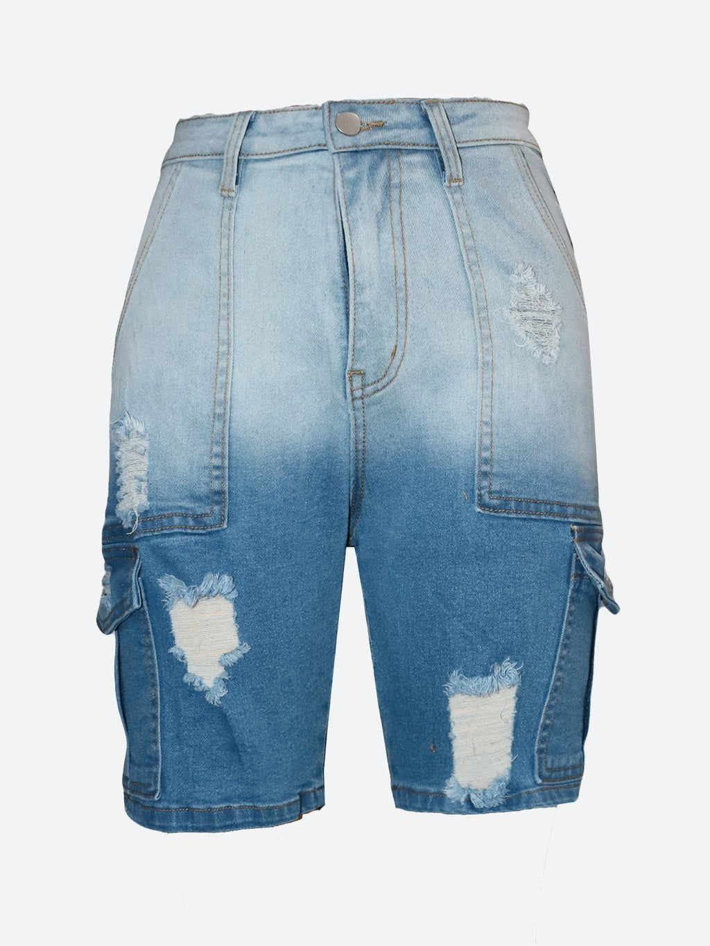 Color-Fade Ripped Jeans Shorts Lavish Daily