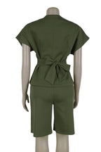 Belted Dolman Sleeve Top & Midi Pants Set Lavish Daily