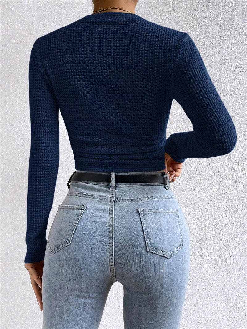 Solid Color Waffle Slim Fit T-Shirt LavishDaily