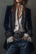 Velvet Embroidered Long Jacket LavishDaily