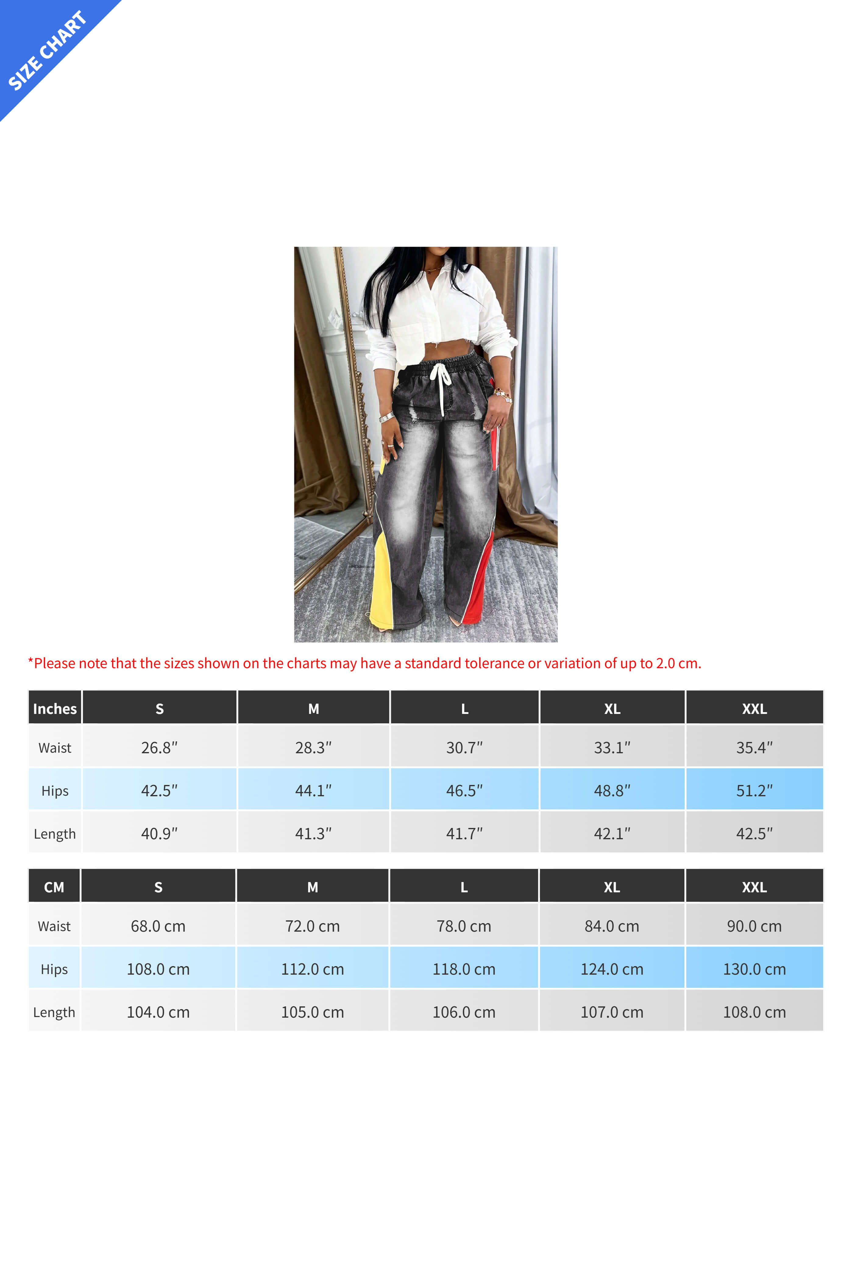 Colorblock Gradient Straight-Leg Denim Pants Lavish Daily