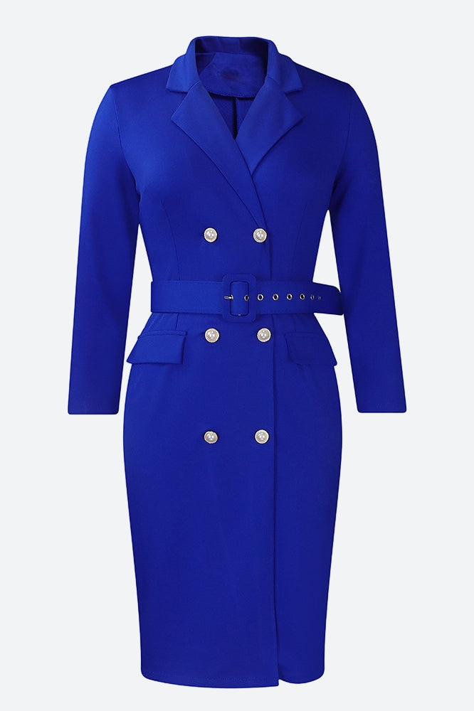 Long Sleeve Double Breasted Midi Dress Lavish Daily