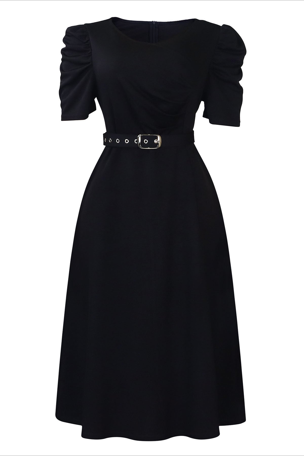 Solid Ruched Midi Dress Lavish Daily