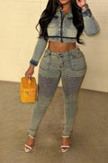 Denim Jacket & Pants Set Lavish Daily