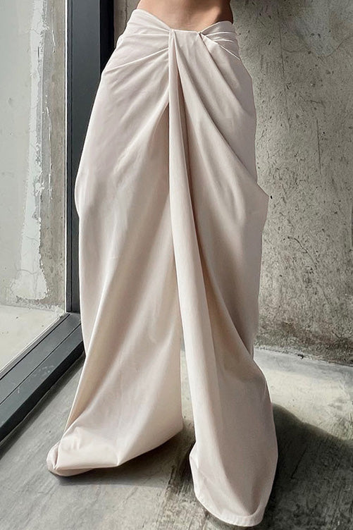 Solid Knot Low Waist Wide Leg Pants Lavish Daily